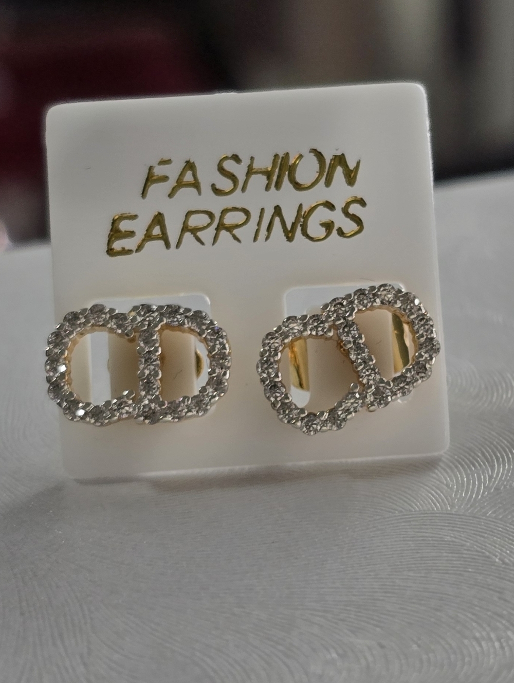 Gold and Silver Crystal Interlocking Hoop Stud Earrings - Fashion